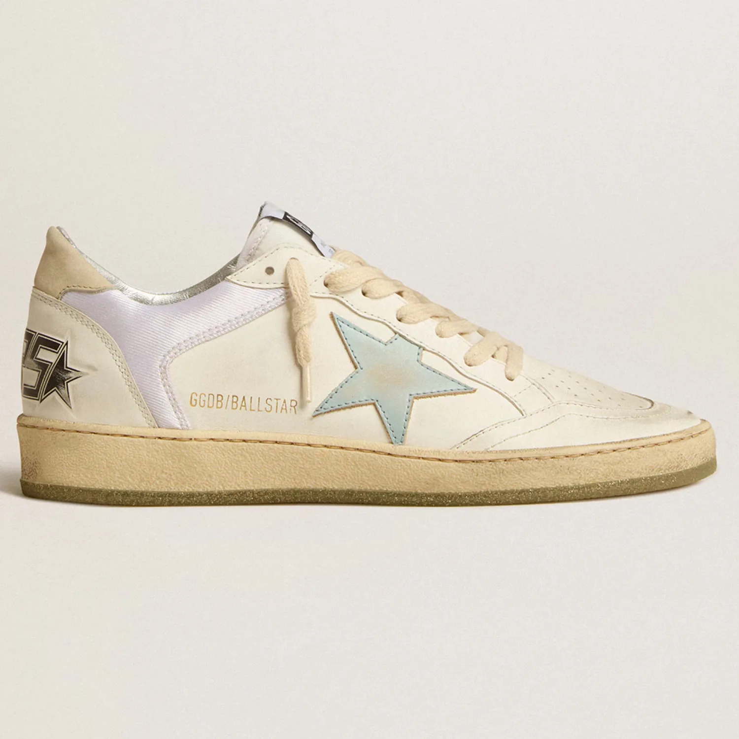 Ball Star in nylon and leather with pink and light blue star and beige heel tab